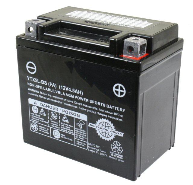 Universal Parts 12V 4.5AH Battery YTX5L-BS - Factory Activated