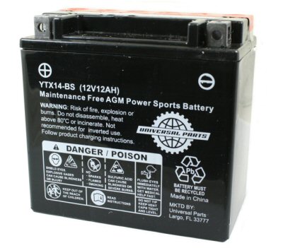 Universal Parts 12 Volt 12 Amp YTX14-BS Battery
