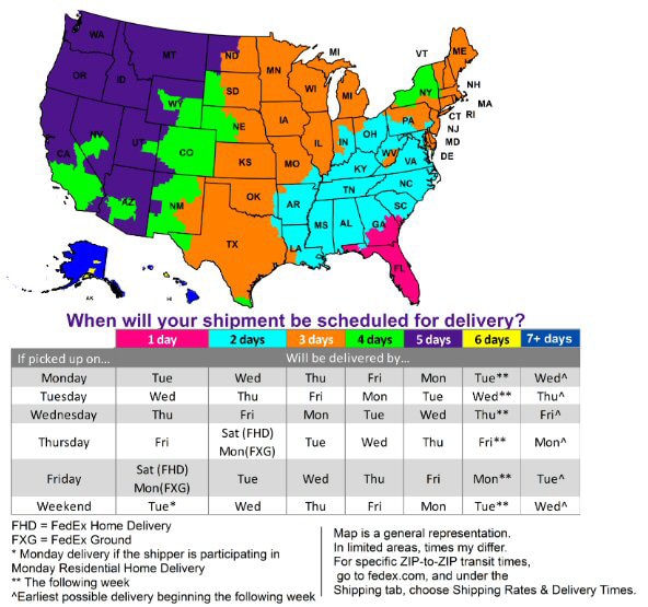 Fedex Ground Transit Time Chart